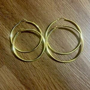 4 sets of Gold hoop earrings